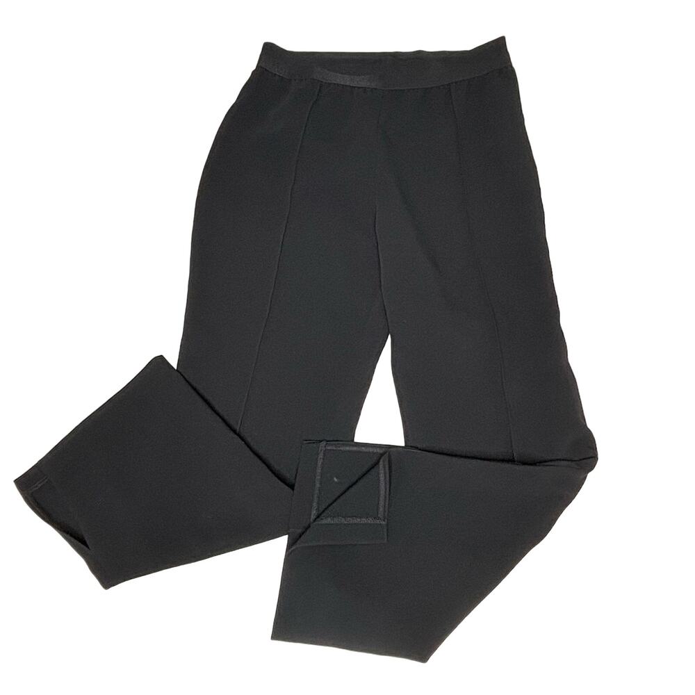 Cinq à Sept Brianne Crepe Slit Leg Trousers Black High Rise Slim Straight 10